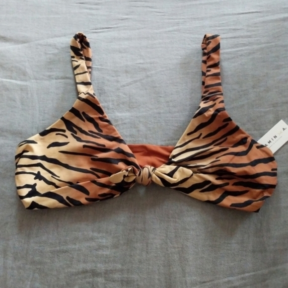 VITAMIN A Lou Tiger Stripe Striped Swim Swimsuit Bikini Top - Picture 3 of 4
